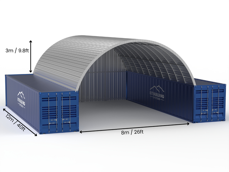 8m (26ft) Span | Steel Container Canopies 26ft Width, 10ft Height  (8m x 3m)