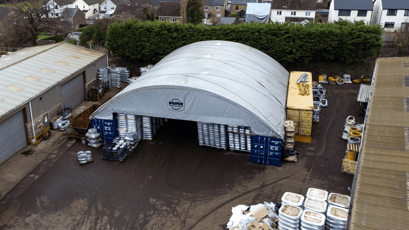 Container Shelter - 60ft x 40ft x 20ft (18.3m x 12m x 6m) Installed on Outside of containers